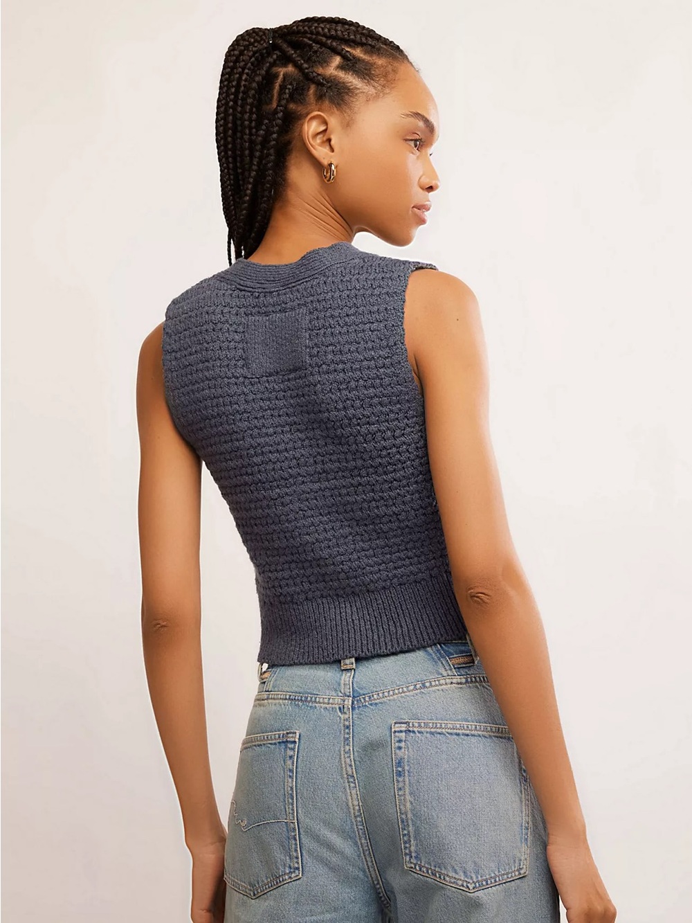 Free People We The Free Ava Knit Vest in Vintage Indigo - Picture 2 of 13